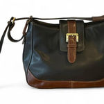 None Black and brown faux leather shoulder bag with adjustable strap Photo 0