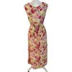 Via del Amore Size L 100% Silk Floral Slip Dress Nightgown Smocked Yellow Size L Photo 1