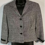 Cynthia Howie Women's Black Tweed Crop Silk Button Blazer Jacket Size Petite 4P Photo 0