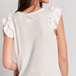 Current/Elliott Current Elliott Tee Double Ruffle Muscle Star White Linen Blend Top Sz S (1) EUC Photo 3