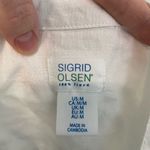 Sigrid Olsen ‎ 100% Linen Pearl Like Button Front White Tunic Women’s Size M Photo 2
