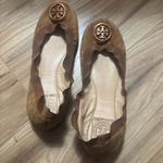 Tory Burch  Caroline Tan Browm Suede Flats Size 7 Photo 13