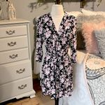 Romantic Silky Robe Black Floral Photo 2
