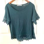Chloe K  green lace short  sleeved top Photo 1