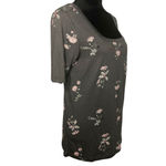 Susina Gray Falling Bouquet Square Neck Elbow Sleeve T Photo 2