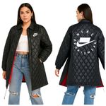 Nike Sportswear BV2947-010 Black Quilted Longline Coat Jacket Women Small F242 Photo 1
