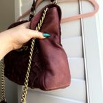 Pour La Victoire Knotted Leather Canvas Satchel Shoulder Bag in Oxblood & Gold Photo 6