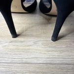 Michael Kors  Black Suede Peep Toe Platform Heels Gold Buckle Dress Shoes Size 9M Photo 6