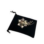 Rare purple sparkle enamel painted on silver tones brooch floral purple with red Gray Photo 2