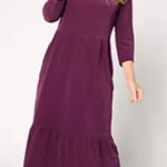 Canyon Retreat Tiered Midi Dress Western Boho Cottage Burgundy Size Large Tall Purple Photo 0