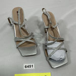 Womans NWOT Idifu Strappy Formal Sandals Silver 8.5 Heel Slingback Square Toe Photo 0