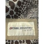 Free Country Women's Jacket Sz Medium Rain Hooded Beige Canvas Pockets Leopard Photo 6