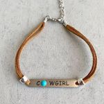 Boutique Western Cowgirl Leather Pendant Bracelet Photo 0