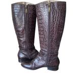 Talbots  Brown Leather Croc Embossed Riding Horse Bit Boots size 8.5 Photo 5