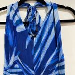 Bella Dahl Blue Palm Leaf Print Halter JumpsuitTropical Summer Beach Vacation L Photo 4