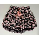 Black Pink Floral Roses Corset Mini Skirt Size XS 🌷 Photo 1