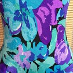 Sun Streak Vintage 1970s Blue Floral One Piece Bathing Suit Swimsuit Size 6 Photo 3