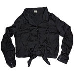 Wilfred Aritzia  tie-front satin crop top blouse Medium Photo 0