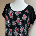 Just Be  Black Floral Short Sleeve Top Photo 3