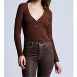 L'Agence Lira Rib Henley Bodysuit Size XL Chocolate Brown New with Tag $365 Photo 12