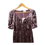 Buddy‎ Love Crushed Velvet Mini Dress Puff Sleeve Plunge Neck Purple Small NWT Photo 4