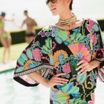 Trina Turk  Casablanca Cover Up Tunic Black Neon Small Photo 1