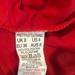 Pretty Little Thing Dress Womens 4 Red Slinky Plunge Split Shift Stretch NEW Photo 9