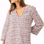 Tuckernuck  Belfast‎ Blouse Tweed V-Neck Fringe Trim Relaxed Fit Size Small Photo 0