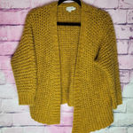 Molly Bracken  MUSTARD YELLOW  CHUNKY KNIT OPEN WATERFALL HI LOW CARDIGAN S/M Photo 0