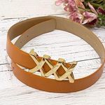 XXX Buckle Camel/Gold Leather Belt Photo 0