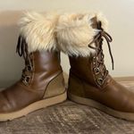 UGG  Aya Waterproof Leather Fur Trimmed Tall Boots Sheepskin Lined Women’s Size 7 Photo 4
