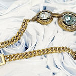 Givenchy Authentic Gold and Blue Crystal Chain Bracelet Photo 0