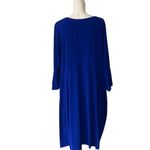 Connected Apparel NWT Stunning Royal Blue Draped Rhinestone Keyhole Neckline Midi Dress SZ-24W Photo 4