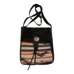 Suede leatherCoconut shells Black, Tan and Orange Aztec Ecuador Crossbody Purse Black Photo 0
