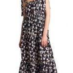 WARM Dress Big Love Floral Tiered Tie Shoulder Maxi Dress Size S Black Photo 0