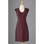 J. Peterman Most Flattering Tweed Dress Black Burgundy Classic Sheath Size 8 Red Photo 6