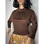 American Vintage 1960s Norman for At Home Wear Quilted Floral Hostess Brown Maxi Dress medium Photo 5