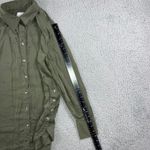 Chico's Button Down Shirt Women 1 US Size 8 10 Olive Green Satin Modal Neutral Photo 4