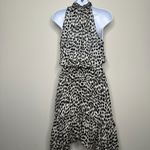 ALC Frank A.L.C. Cody Leopard Print Silk Dress Mini Black White High Neck Sleeveless 2 Photo 4