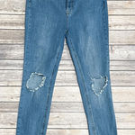 Free People Medium Wash High Rise Busted Knee Skinny Jeans 31R 31 R Ankle Length Photo 0