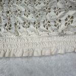 Paper + Tee  Eyelet Lace Ruched Trim Crop Top in Off White Size Large Photo 6