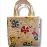 Handmade Beaded Summer Boho Tote Crossbody Bag – Umbrella Beach Design NEW White Photo 0