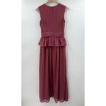 Revolve  LDT LDT Pink Rose Metallic Peplum Waist V Neck Maxi Dress Size 4 Photo 7