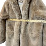 Apparis Maria Hooded Faux Fur Coat Open Front Plush Brown Pockets Women’s Size S Photo 7