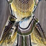 Trina Turk  Geometric Mini Dress - Yellow, Brown, Green Silk Elegant Dress Photo 4