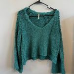 Free People Teal Sand Dune V Neck Sweater Photo 1