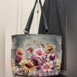 ANUSCHKA WILD MEADOW HAND PAINTED LEATHER SHOULDER TOTE PURSE like new condition Pink Photo 0