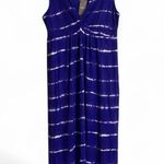 Chico's Chico’s Katrina Maxi Dress SzL Elegant Blue Tie-Dye Knotted Ruching Flowy Casual Photo 1