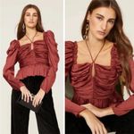 Ulla Johnson  Mirelle Ruched‎ Satin Top Desert Rose Long Sleeve Women’s Size 4 Photo 1