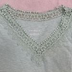 Talbots Lace Embroidered Trim V Neck Short Sleeve T-shirt Size Large Photo 6